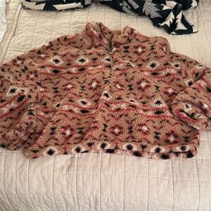 Love Tree Tan and Red Fleece Jacket cropped